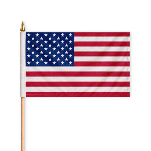 USA Stick Flag 24x36 inch 48 inch wood pole Single-Sided Cotton