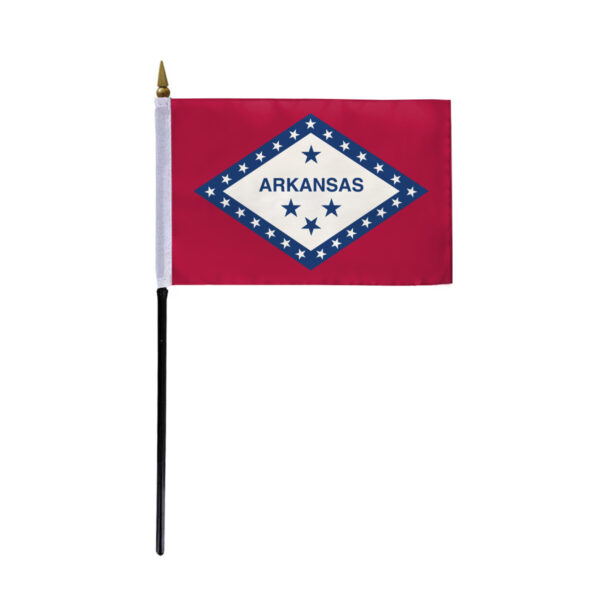 AGAS Arkansas Stick Flag 4x6 Inch with 11 inch Plastic Pole