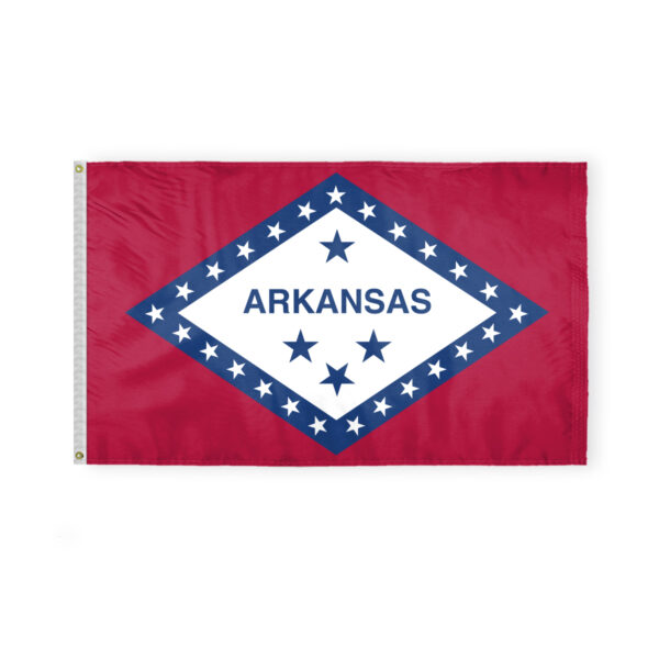 AGAS Arkansas State Flag 3x5 Ft - Double Sided Reverse Print On Back 200D Nylon