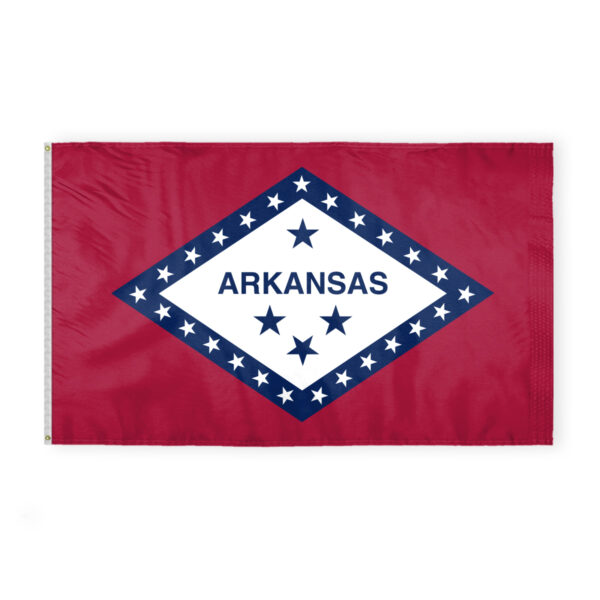 AGAS Arkansas State Flag 6x10 Ft - Double Sided Reverse Print On Back 200D Nylon