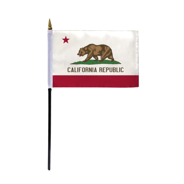 AGAS California Stick Flag 4x6 Inch with 11 inch Plastic Pole