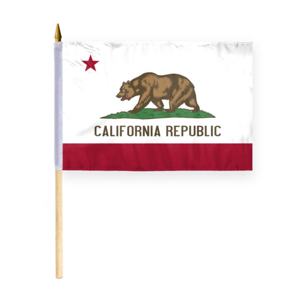 AGAS California Stick Flag 12x18 Inch with 24 inch Wood Pole