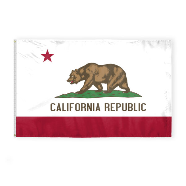 AGAS California State Flag 5x8 Ft - Double Sided Reverse Print On Back 200D Nylon