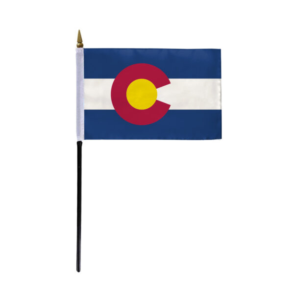AGAS Colorado Stick Flag 4x6 Inch with 11 inch Plastic Pole