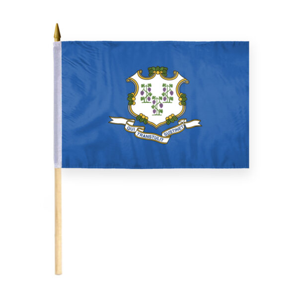 AGAS Connecticut Stick Flag 12x18 Inch with 24 inch Wood Pole