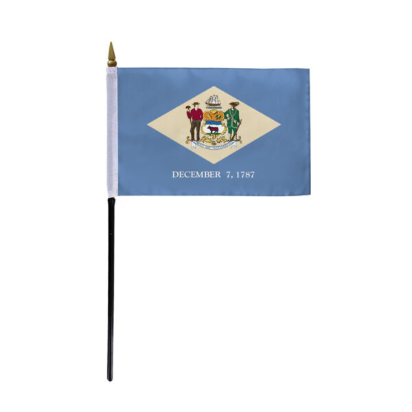 AGAS Delaware Stick Flag 4x6 Inch with 11 inch Plastic Pole