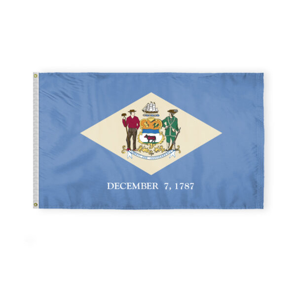 AGAS Delaware State Flag 3x5 Ft - Double Sided Reverse Print On Back 200D Nylon