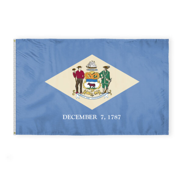 AGAS Delaware State Flag 5x8 Ft - Double Sided Reverse Print On Back 200D Nylon