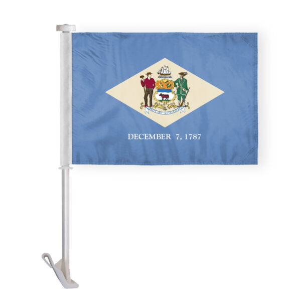 GAS Delaware State Car Window Flag 10.5x15 inch - Double Side Printed Knitted Polyester