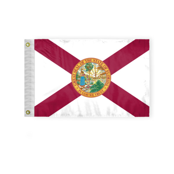 AGAS Florida State Boat Flag 12x18 Inch - Double Sided Reverse Print On Back 200D Nylon - Brass Grommets Fade Proof Vivid Colors - State of Florida Nautical Flag for Boat or Car