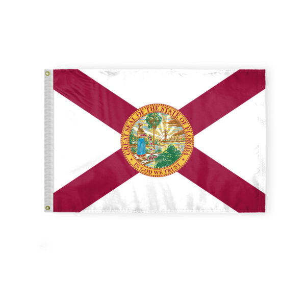 AGAS Florida State Flag 2x3 Ft - Double Sided Reverse Print On Back 200D Nylon - Brass Grommets
