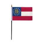 Georgia Stick Flag 4x6 Inch with 11 inch Plastic Pole