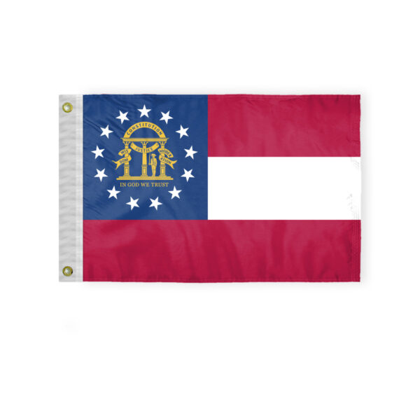 AGAS Georgia State Boat Flag 12x18 Inch - Double Sided Reverse Print On Back 200D Nylon