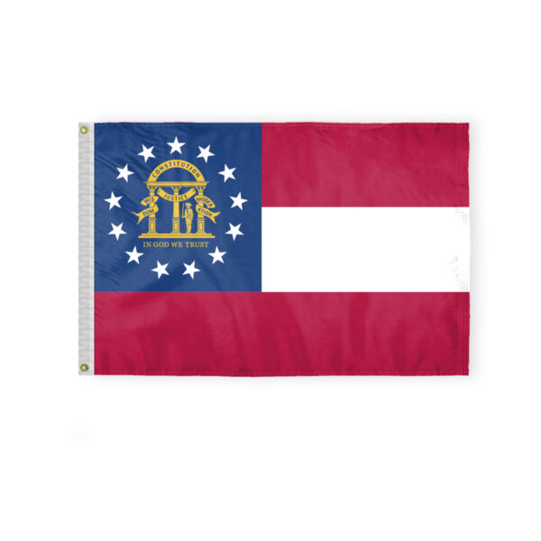 AGAS Georgia State Flag 2x3 Ft - Double Sided Reverse Print On Back 200D Nylon