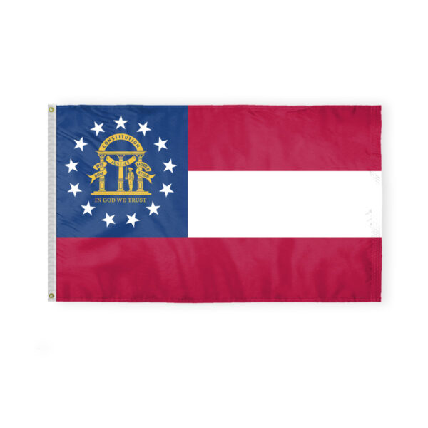 AGAS Georgia State Flag 3x5 Ft - Double Sided Reverse Print On Back 200D Nylon