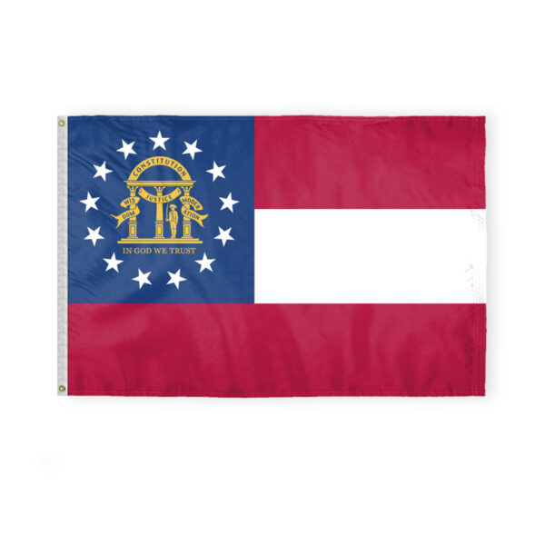 AGAS Georgia State Flag 4x6 Ft - Double Sided Reverse Print On Back 200D Nylon