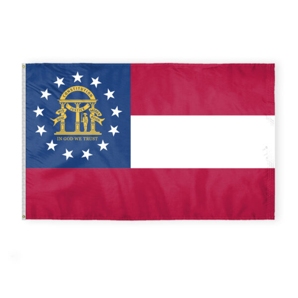 AGAS Georgia State Flag 5x8 Ft - Double Sided Reverse Print On Back 200D Nylon