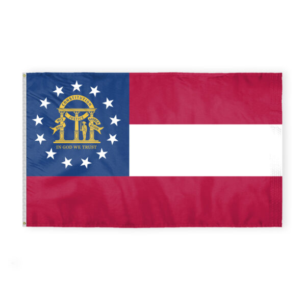 AGAS Georgia State Flag 6x10 Ft - Double Sided Reverse Print On Back 200D Nylon