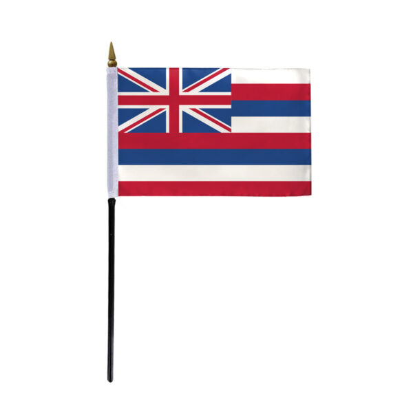 AGAS Hawaii Stick Flag 4x6 Inch with 11 inch Plastic Pole - Printed Polyester - State of Hawaii Small Flag on Stick