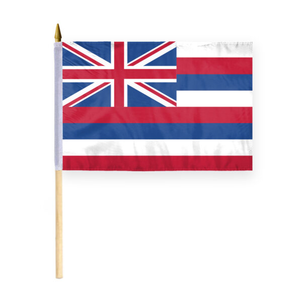 AGAS Hawaii Stick Flag 12x18 Inch with 24 inch Wood Pole - Printed Polyester