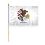 AGAS Illinois Stick Flag 12x18 Inch with 24 inch Wood Pole