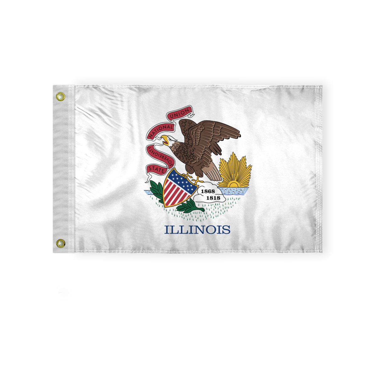 AGAS Illinois State Boat Flag 12x18 Inch - Double Sided Reverse Print On Back 200D Nylon