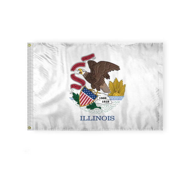 AGAS Illinois State Flag 2x3 Ft - Double Sided Reverse Print On Back 200D Nylon