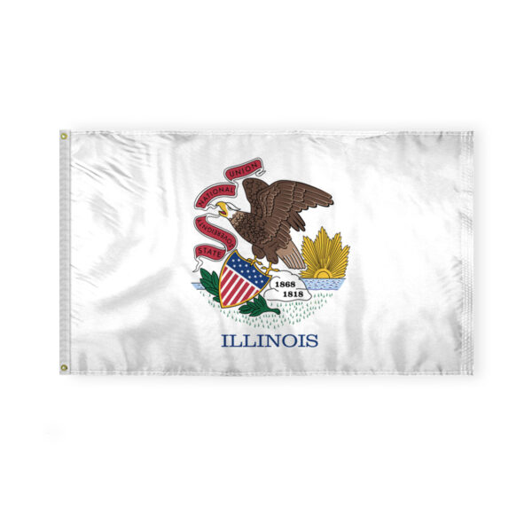 AGAS Illinois State Flag 3x5 Ft - Double Sided Reverse Print On Back 200D Nylon