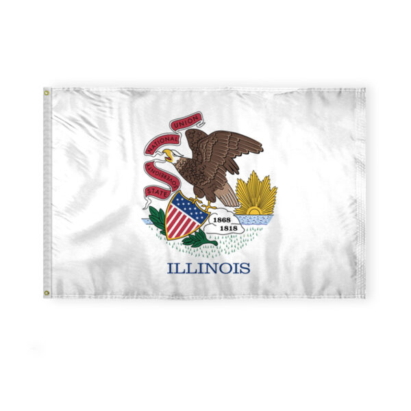 AGAS Illinois State Flag 4x6 Ft - Double Sided Reverse Print On Back 200D Nylon