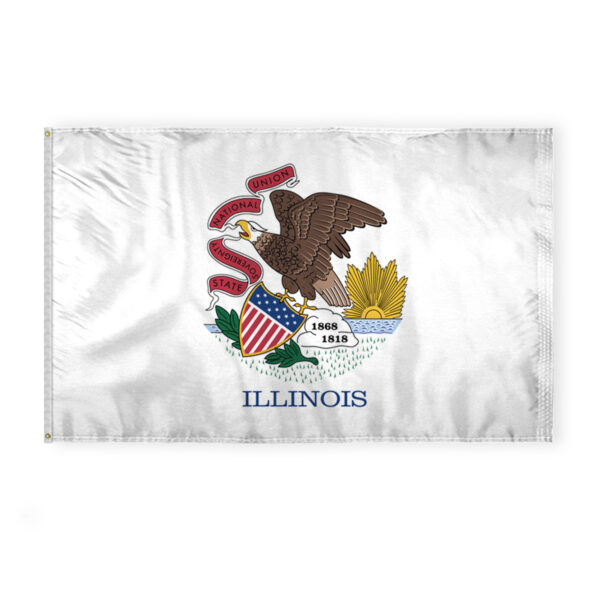 AGAS Illinois State Flag 5x8 Ft - Double Sided Reverse Print On Back 200D Nylon