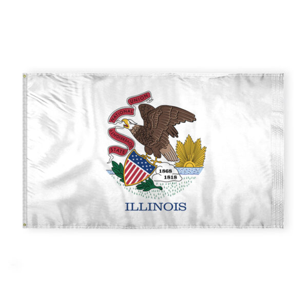 AGAS Illinois State Flag 6x10 Ft - Double Sided Reverse Print On Back 200D Nylon
