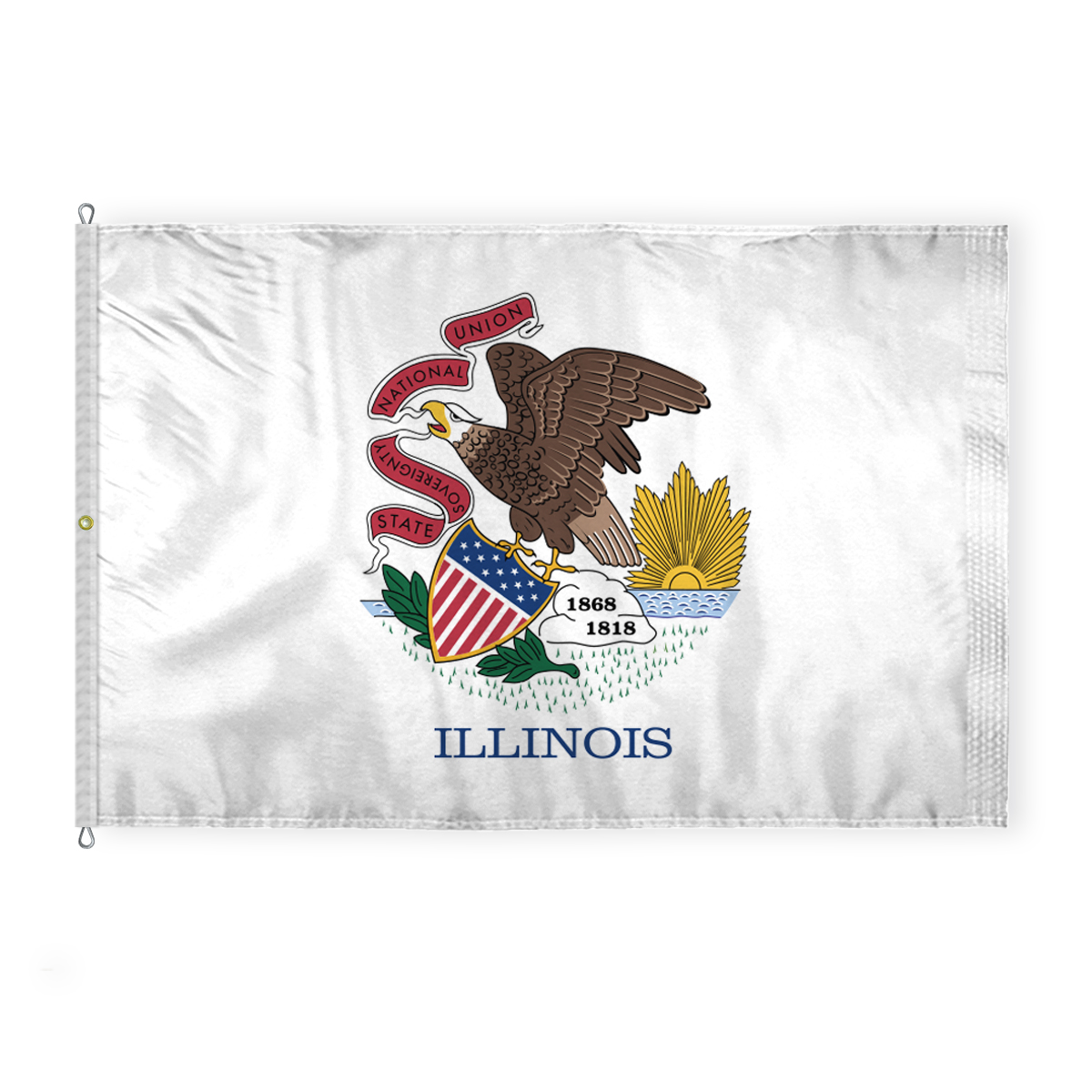 AGAS Illinois State Flag 8x12 Ft - Double Sided Reverse Print On Back 200D Nylon