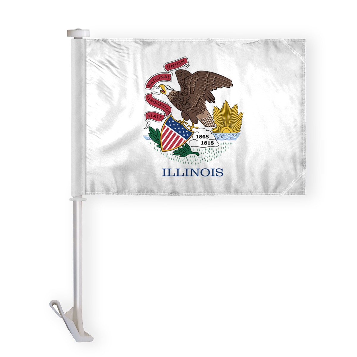 AGAS Illinois State Car Window Flag 10.5x15 inch - Double Side Printed Knitted Polyester