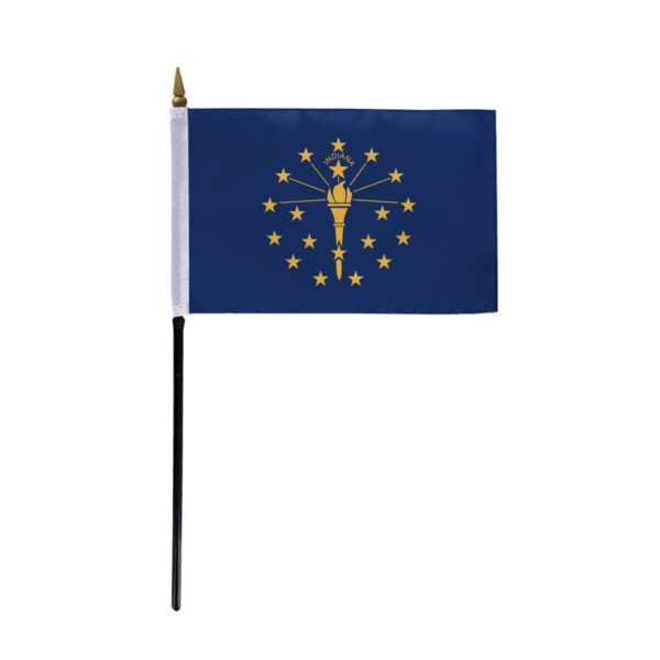 AGAS Indiana Stick Flag 4x6 Inch with 11 inch Plastic Pole