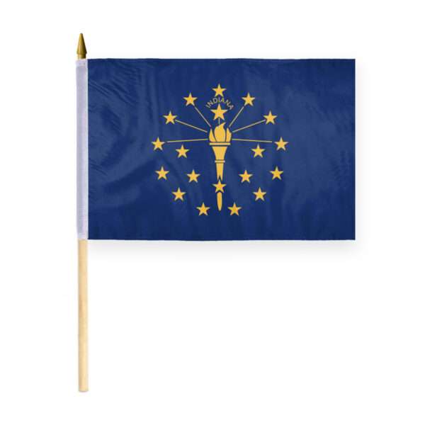 AGAS Indiana Stick Flag 12x18 Inch with 24 inch Wood Pole