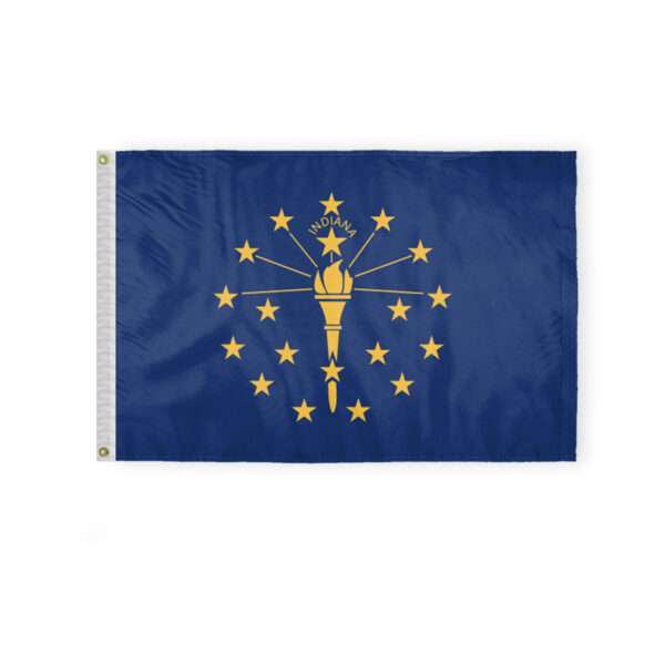 AGAS Indiana State Boat Flag 12x18 Inch - Double Sided Reverse Print On Back 200D Nylon