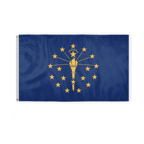 AGAS Indiana State Flag 2x3 Ft - Double Sided Reverse Print On Back 200D Nylon