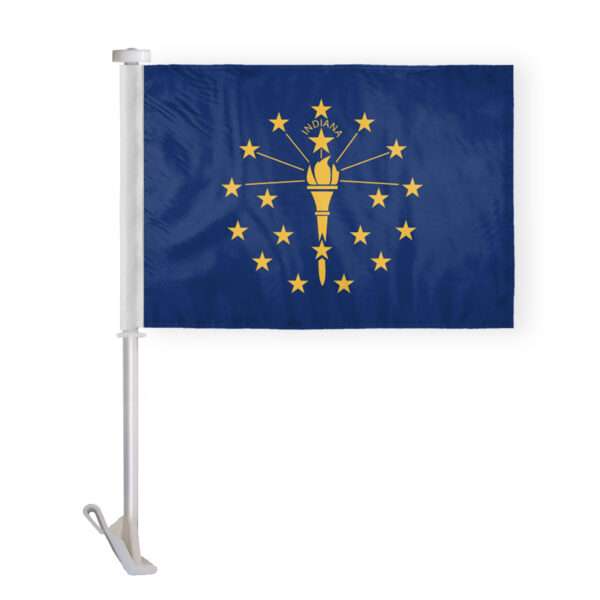 AGAS Indiana State Car Window Flag 10.5x15 inch - Double Side Printed Knitted Polyester