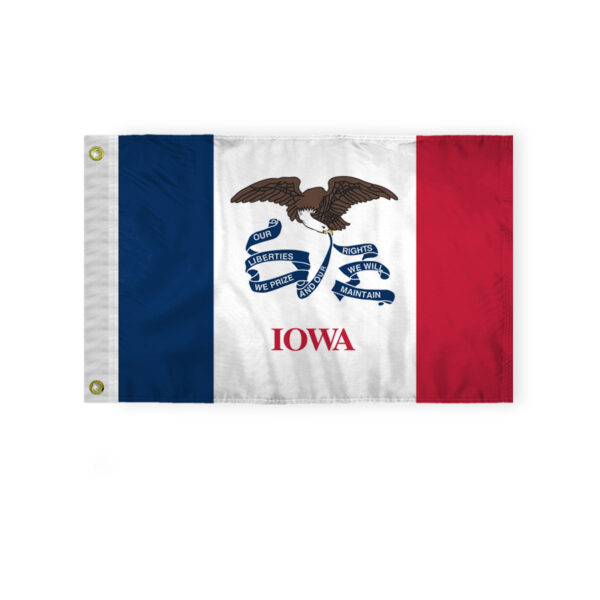 AGAS Iowa State Boat Flag 12x18 Inch - Double Sided Reverse Print On Back 200D Nylon