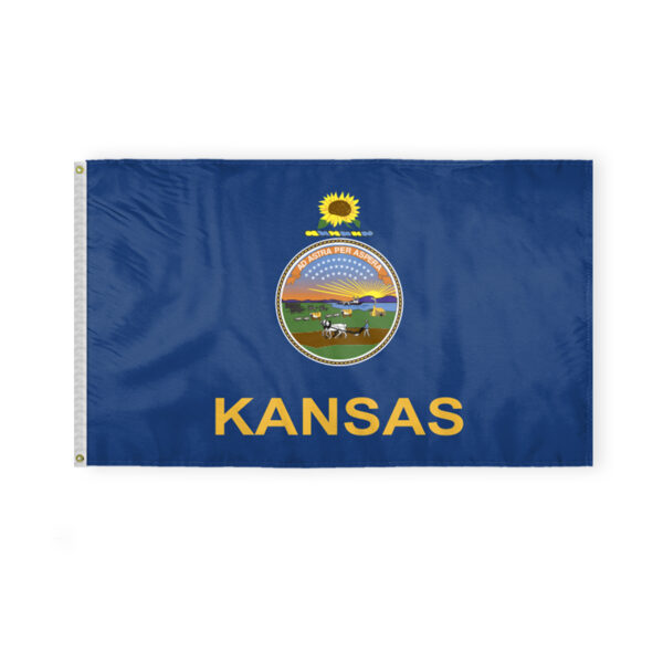 AGAS Kansas State Flag 3x5 Ft - Single Sided Polyester - Iron Grommets