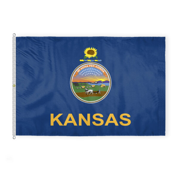 AGAS Kansas State Flag 8x12 Ft - Double Sided Reverse Print On Back 200D Nylon