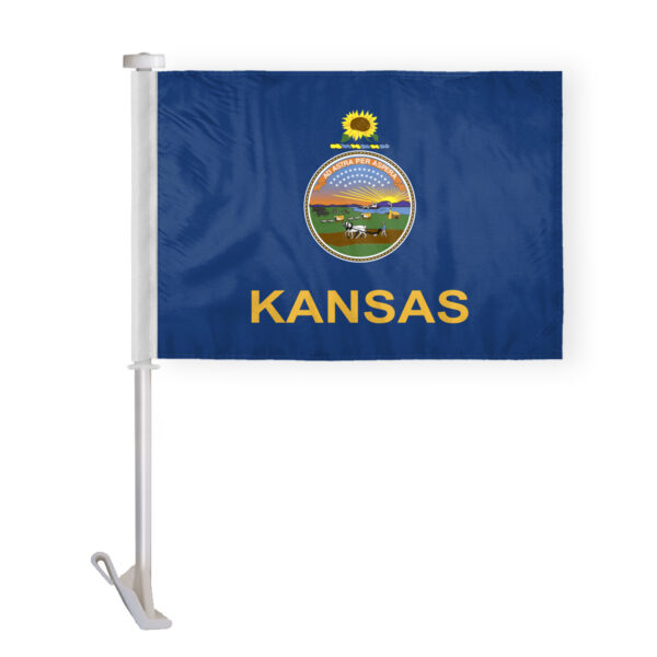 AGAS Kansas State Car Window Flag 10.5x15 inch - Double Side Printed Knitted Polyester