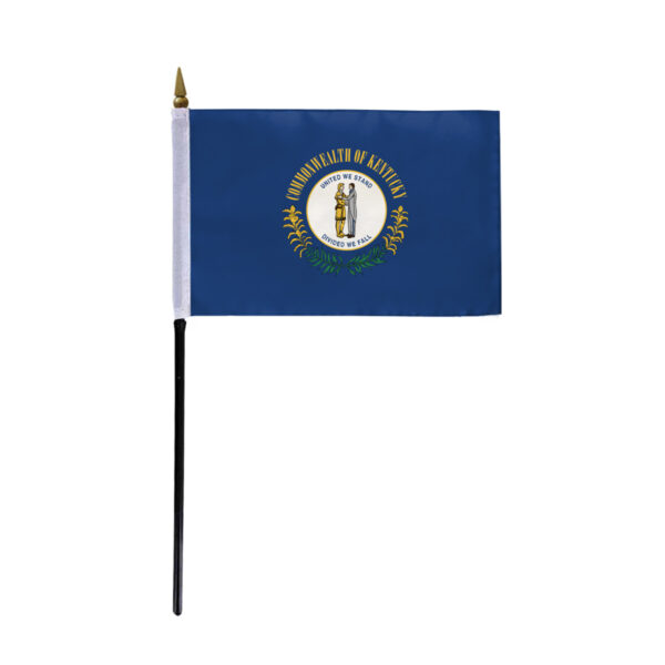 AGAS Kentucky Stick Flag 4x6 Inch with 11 inch Plastic Pole - Printed Polyester