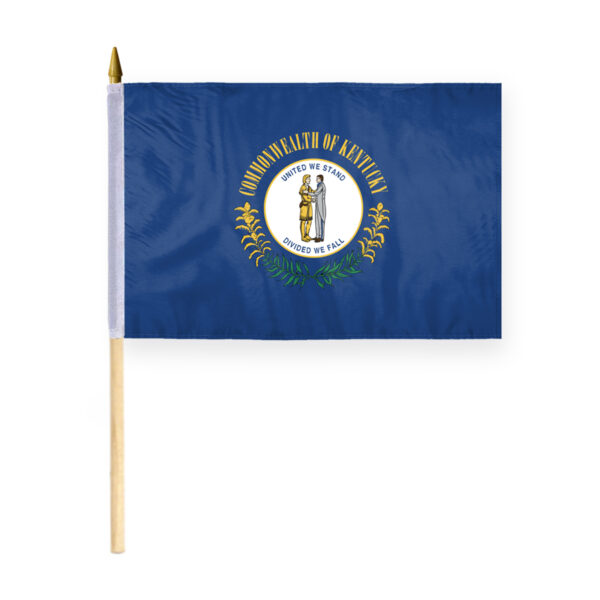 AGAS Kentucky Stick Flag 12x18 Inch with 24 inch Wood Pole - Printed Polyeste