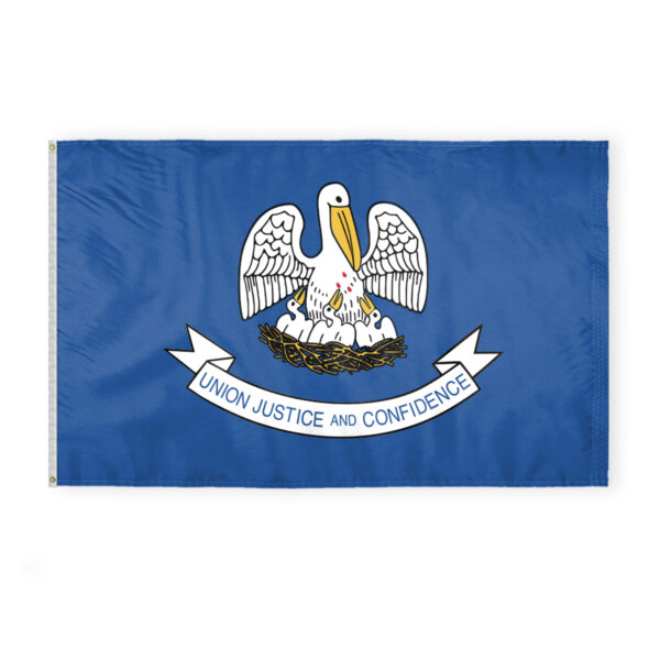 AGAS Louisiana State Flag 5x8 Ft - Double Sided Reverse Print On Back 200D Nylon