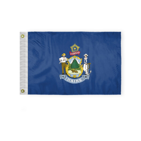 AGAS Maine State Boat Flag 12x18 Inch - Double Sided Reverse Print On Back 200D Nylon