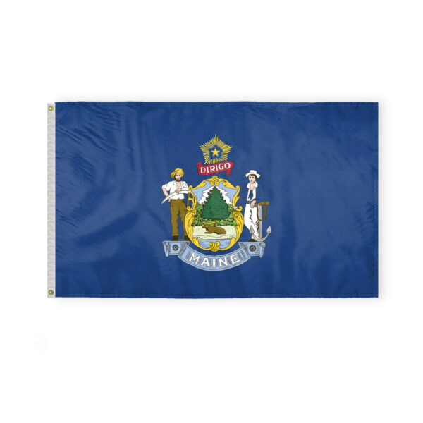 AGAS Maine State Flag 3x5 Ft - Single Sided Polyester - Iron Grommets