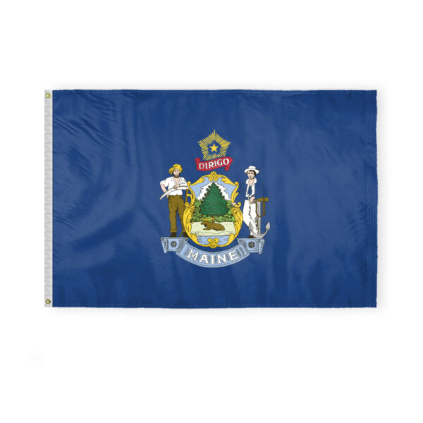 AGAS Maine State Flag 4x6 Ft - Double Sided Reverse Print On Back 200D Nylon