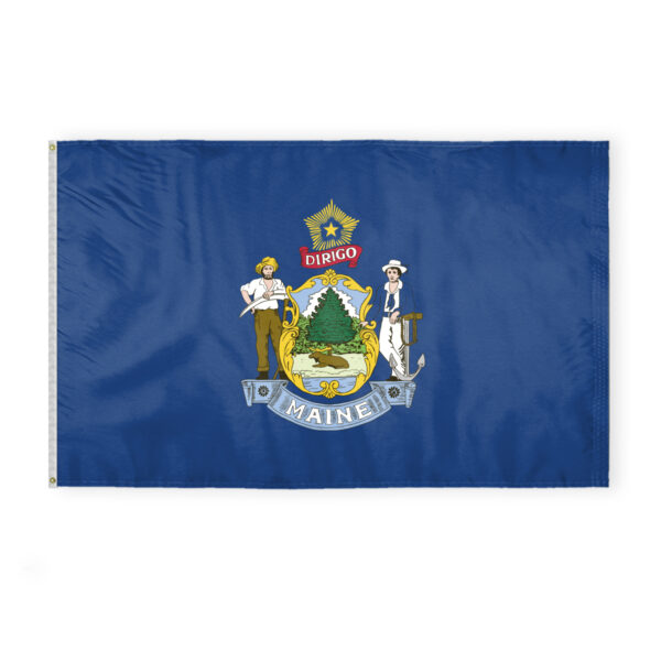 AGAS Maine State Flag 5x8 Ft - Double Sided Reverse Print On Back 200D Nylon