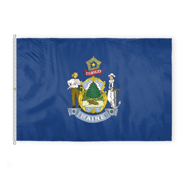 AGAS Maine State Flag 8x12 Ft - Double Sided Reverse Print On Back 200D Nylon